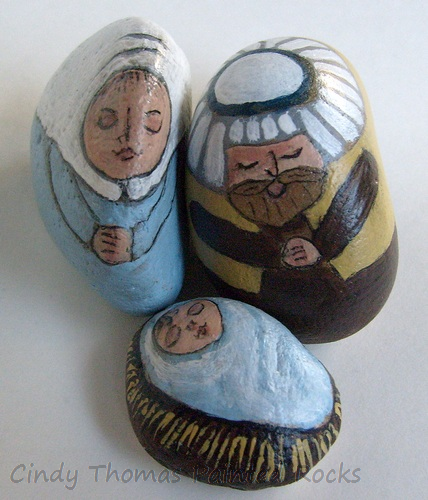 Small Yellow and Blue Nativity Scene Figures